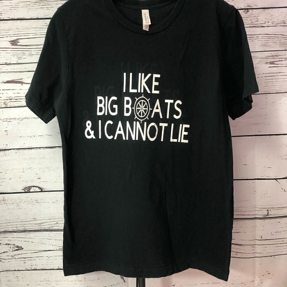 Bella Canvas “I like big boats” Medium Black Shirt